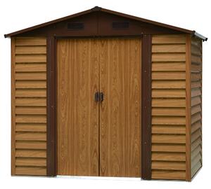 Outsunny 8 x 6.5 ft Metal Garden Storage Shed Apex Store for Gardening Tool with Foundation Ventilation and Lockable Door, Brown Aosom UK