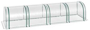 Outsunny PVC Tunnel Greenhouse Green Grow House Steel Frame for Garden Backyard with Zipper Doors 395x100x80 cm Clear Aosom UK