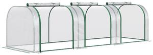 Outsunny Transparent Tunnel Greenhouse: PVC Grow House with Steel Frame, Zipper Entrances for Verdant Cultivation, 295x100x80cm Aosom UK
