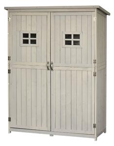 Outsunny Wooden Garden Shed Tool Storage with Two Windows, Outdoor Storage Cabinet for Tools & Equipment, 127.5x50x164cm Aosom UK