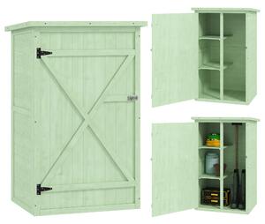 Outsunny Wooden Small Shed, Garden Storage Shed with Shelves and Bolt Latch, 75L x 56W x115H cm, Green