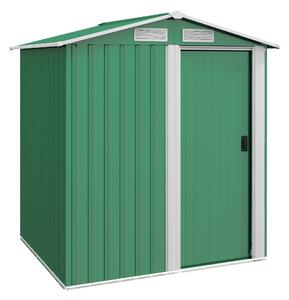 Outsunny 1.5 x 1.3m Garden Storage Shed, Outdoor Tool Organiser with Sliding Door, Sloped Roof & Mental Frame, Green Aosom UK