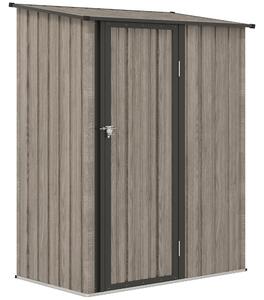 Outsunny 5ft x 3ft Metal Garden Storage Shed, Outdoor Tool Shed with Sloped Roof, Lockable Door for Tools, Equipment, Light Grey