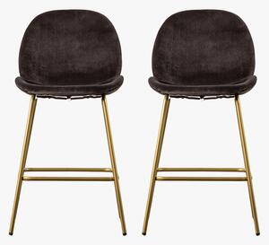 Ella Velvet Bar Stool in Space Black, Set of Two