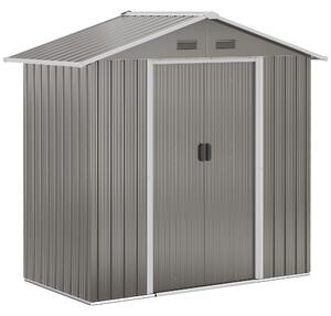 Outsunny 6.5ft x 3.5ft Metal Garden Storage Shed for Outdoor Tool Storage with Double Sliding Doors and 4 Vents, Grey Aosom UK