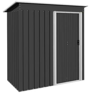 Outsunny 2 x 3ft Garden Storage Shed with Sliding Door and Sloped Roof Outdoor Equipment Tool Backyard, Black