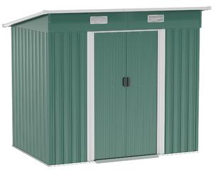 Outsunny 6x4 Tin Shed with Sliding door and Air vents, Tool Storage Box for Backyard, Patio and Lawn, Green Aosom UK
