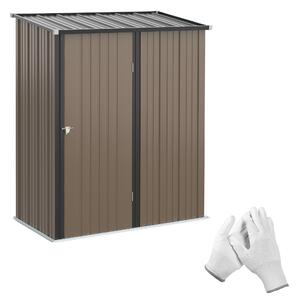 Outsunny 5 x 3ft Outdoor Storage Shed, Heavy-Duty Mental Tool Shed with Lockable Door & Corrugated Steel Roof, Brown Aosom UK