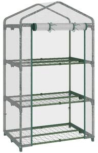 Outsunny Mini Greenhouse Shelving Unit: Clear PVC Panels for Plant Nurturing, Roll-Up Door, 69Lx49Wx125H cm Aosom UK