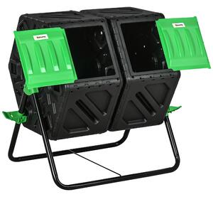 Outsunny Dual Chamber Garden Compost Bin, 130L Rotating Composter, Compost Maker with Ventilation Openings and Steel Legs Aosom UK