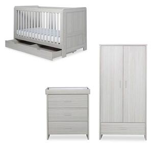 Ickle Bubba Pembrey 3 Piece Furniture Set Under Drawer Ash Grey - Fibre Mattress