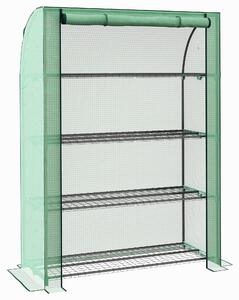 Outsunny Portable Mini Greenhouse: 4 Tier with PE Reinforced Cover and Roll-up Door, Green, 170H x 120W x 50Dcm Aosom UK