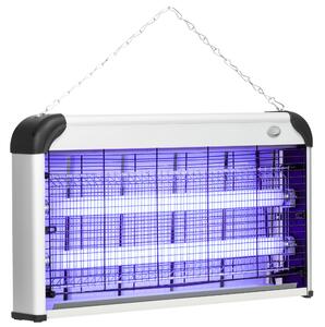 Outsunny Electric Insect Killer, 30W, Free Standing or Wall Hanging, Fly Mosquito Zapper, 60m2 Coverage, Silver Aosom UK