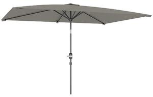 Outsunny 3x2m Patio Parasol Garden Umbrellas Canopy with Aluminium Tilt Crank Rectangular Sun Shade Steel, Light Grey