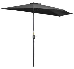 Outsunny 2.7m Balcony Half Parasol 5 Steel Ribs Construction Garden Outdoor Umbrella Black Aosom UK