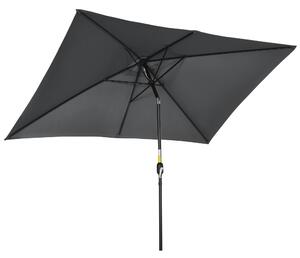 Outsunny 3x2m Patio Parasol Garden Umbrellas Canopy with Aluminum Tilt Crank Rectangular Sun Shade Steel, Black Aosom UK