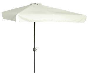 Outsunny Waterproof Half Parasol, 2.3m Semi-Round Patio Umbrella with Crank Handle for Balcony, Cream White Aosom UK