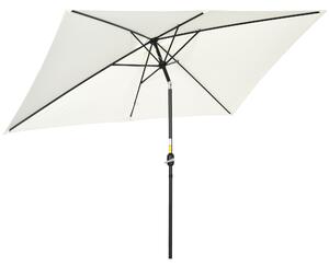 Outsunny 3x2m Patio Parasol Garden Umbrellas Canopy with Aluminum Tilt Crank Rectangular Sun Shade Steel, Cream White