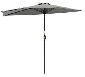 Outsunny Half Round Parasol Umbrella - Light Grey