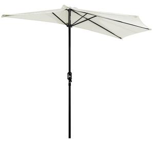 Outsunny 2.7m Balcony Half Parasol 5 Steel Ribs Construction Garden Outdoor Umbrella Cream White Aosom UK