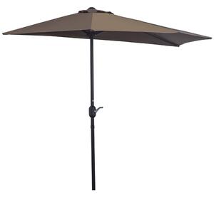 Outsunny 2.7m Balcony Half Parasol Garden Outdoor Umbrella 5 Steel Ribs - Brown Aosom UK