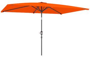 Outsunny 3x2m Patio Parasol Garden Umbrellas Canopy with Aluminium Tilt Crank Rectangular Sun Shade Steel, Orange