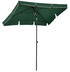 Outsunny Aluminous Rectangular Parasol: Tilting Patio Sunshade, 2M x 1.25M, Verdant Green