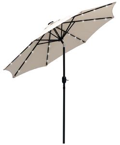 Outsunny 24 LED Solar Powered Parasol Umbrella-Creamy White