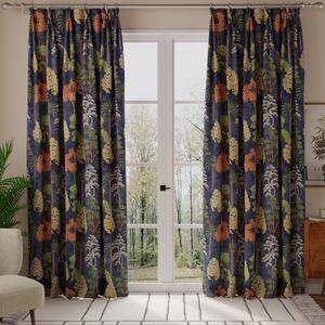 Linda Barker Bonsai Garden Velvet Print Made to Measure Curtain Blue