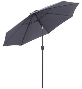 Outsunny Garden Parasol, 2.7M Patio Sun Umbrella, Tilt Shade Shelter Canopy with Aluminium Frame, Charcoal Grey Aosom UK
