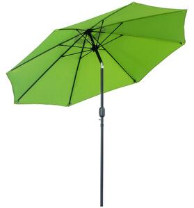 Outsunny 2.7M Patio Parasol Sun Umbrella, Tilt Shade Shelter Canopy with Crank 8 Ribs Aluminium Frame, Light Green