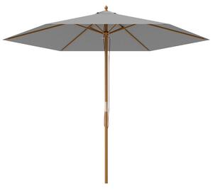 Outsunny 2.5m Wood Garden Parasol Sun Shade Patio Outdoor Wooden Umbrella Canopy Light Grey