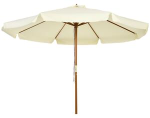 Outsunny 3.3(m) Patio Umbrella, Garden Parasol, Outdoor Sun Shade Canopy with 8 Bamboo Ribs, Ruffles and Wood Pole, Beige