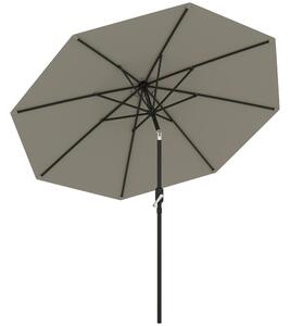 Outsunny 2.7M Garden Parasol Umbrella with Tilt and Crank, Outdoor Sun Parasol Sunshade Shelter with Aluminium Frame, Light Grey
