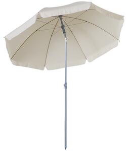 Outsunny Adjustable Beach Parasol: Elegant Cream Shade for Outdoor Relaxation, 2.2M Aosom UK