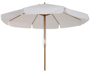 Outsunny 3.3(m) Garden Parasol Umbrella, Outdoor Sun Shade Canopy with 8 Bamboo Ribs, Ruffles and Wood Pole, Cream White
