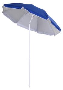 Outsunny Waterproof Tilted Beach Parasol, 1.7m x 2m, with Steel Frame for UV Protection, Easy to Adjust, Blue Aosom UK