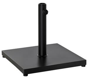 Outsunny Square Parasol Base, Steel Stand with Adjustable Knob, Sturdy Umbrella Holder, Black