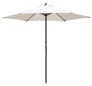 Outsunny 2.8m Garden Parasol Umbrella, Round Outdoor Market Table Umbrella, Parasol Patio Umbrella, 6 Ribs Manual Push, Sun Shade Canopy, Off-White
