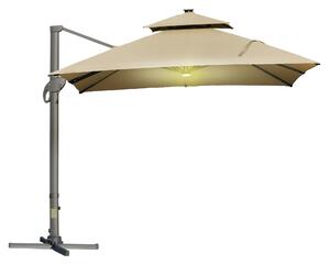 Outsunny 3 x 3m Sun Shade Sail with Adjustable Poles, Outdoor Patio Shade Canopy, Angle Adjustable UV Protection Sun Shelter for Garden & Backyard, Khaki Aosom UK