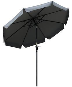 Outsunny 2.66m Patio Umbrella Garden Parasol Outdoor Sun Shade Table Umbrella with Ruffles, 8 Sturdy Ribs, Charcoal Grey