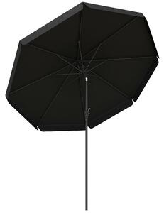 Outsunny 2.7m Patio Parasol: Tilting Crank Umbrella with Ruffled Canopy, 8 Sturdy Ribs, Jet Black Aosom UK