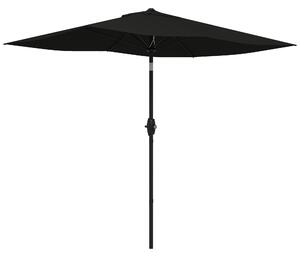 Outsunny 2 x 3(m) Garden Parasol Umbrella, Rectangular Market Umbrella Sun Shade w/ Crank & Push Button, 6 Ribs, Aluminium Pole, Black Aosom UK