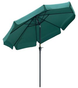 Outsunny Garden Parasol Umbrella, 2.66m, Ruffled Design, Sun Shade, Sturdy 8-Rib Construction, Green Aosom UK