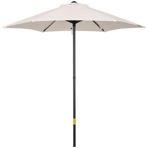 Outsunny Cream Patio Parasol: 6-Rib Outdoor Sun Shade for Balcony & Garden, 2M Aosom UK