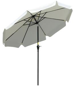 Outsunny 2.66m Patio Umbrella Garden Parasol Outdoor Sun Shade Table Umbrella with Ruffles, 8 Sturdy Ribs, Cream White