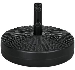 Outsunny 29kg Round Umbrella Parasol Base with Rattan Effect, Plastic Umbrella Stand for Outdoor Patio Umbrella, Black Aosom UK