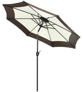 Outsunny Waterproof 2.7m Garden Parasol Umbrella w/ 8 Metal Ribs, Tilt and Crank, Outdoor Sunshades for Garden, Patio, Beach, Yard, Coffee Aosom UK