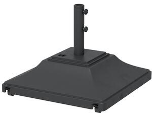 Outsunny 60kg Square Parasol Base with Wheels, 38mm, 48mm Heavy Duty Plastic Umbrella Stand, Fillable Parasol Stand for Outdoor Patio Umbrella, Black