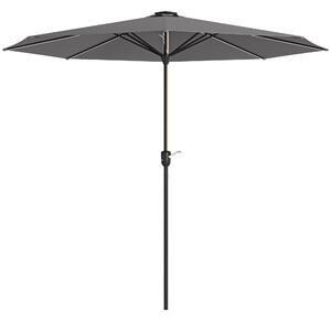 Outsunny Waterproof Patio Parasol with Solar-Powered LED Lights, Crank Handle Outdoor Umbrella, Charcoal Grey Aosom UK